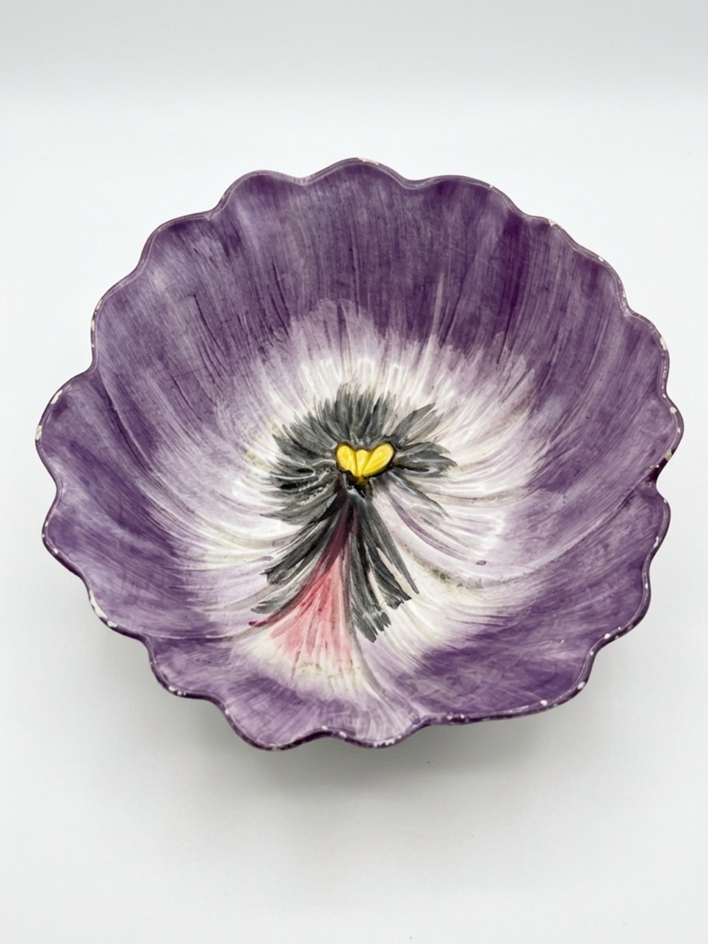 Vintage Fitz and Floyd Pansy Ceramic Bowl Floral Trinket Dish 1980s Decor